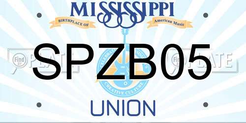 SPZB05 Mississippi License Plate