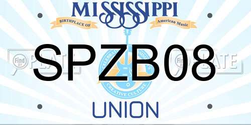 SPZB08 Mississippi License Plate