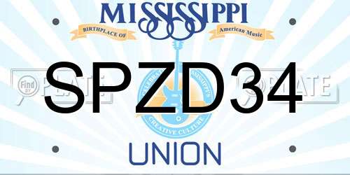 SPZD34 Mississippi License Plate