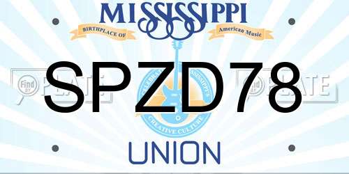 SPZD78 Mississippi License Plate