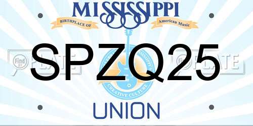 SPZQ25 Mississippi License Plate