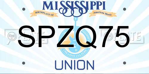 SPZQ75 Mississippi License Plate