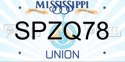 SPZQ78 Mississippi License Plate