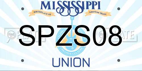 SPZS08 Mississippi License Plate