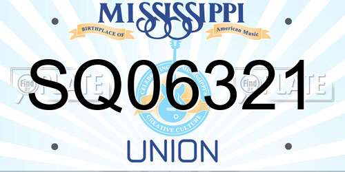 SQ06321 Mississippi License Plate