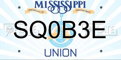 SQ0B3E Mississippi License Plate