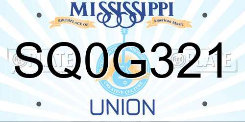 SQ0G321 Mississippi License Plate
