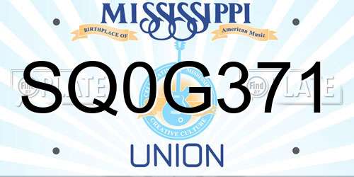 SQ0G371 Mississippi License Plate