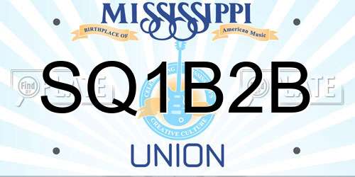 SQ1B2B Mississippi License Plate