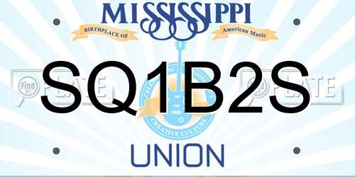 SQ1B2S Mississippi License Plate