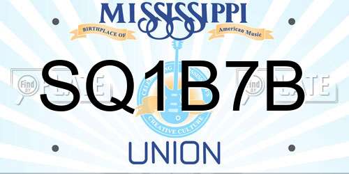 SQ1B7B Mississippi License Plate