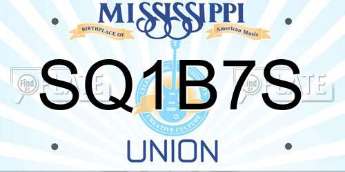 SQ1B7S Mississippi License Plate