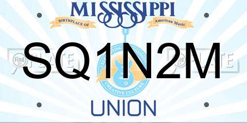 SQ1N2M Mississippi License Plate
