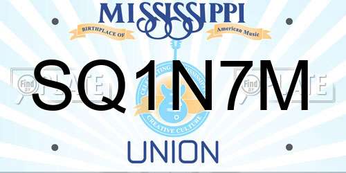 SQ1N7M Mississippi License Plate