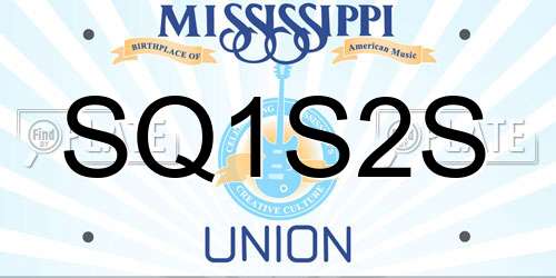 SQ1S2S Mississippi License Plate