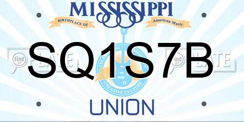 SQ1S7B Mississippi License Plate