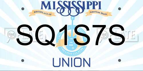 SQ1S7S Mississippi License Plate