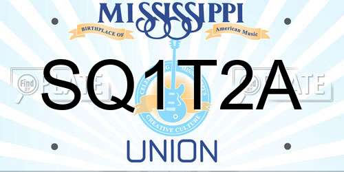 SQ1T2A Mississippi License Plate