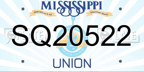 SQ20522 Mississippi License Plate