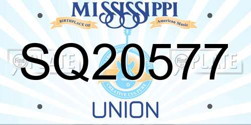 SQ20577 Mississippi License Plate