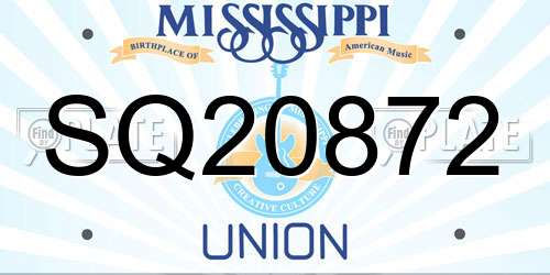 SQ20872 Mississippi License Plate