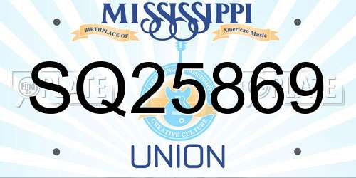 SQ25869 Mississippi License Plate