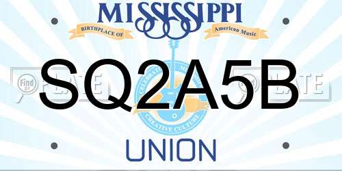 SQ2A5B Mississippi License Plate