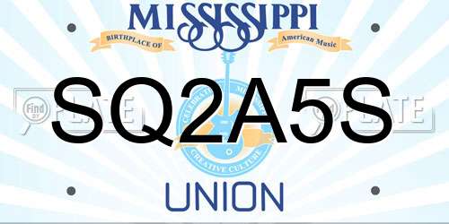 SQ2A5S Mississippi License Plate