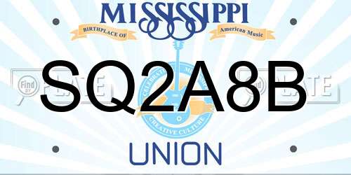 SQ2A8B Mississippi License Plate