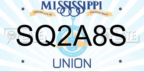 SQ2A8S Mississippi License Plate