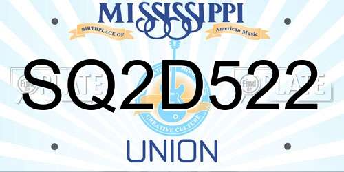SQ2D522 Mississippi License Plate