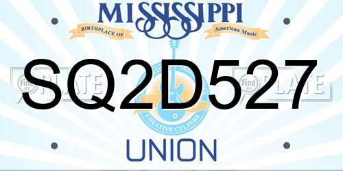 SQ2D527 Mississippi License Plate