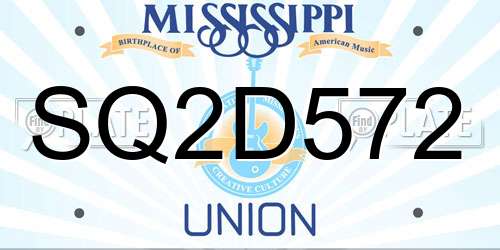 SQ2D572 Mississippi License Plate