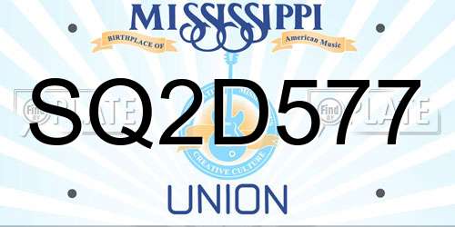 SQ2D577 Mississippi License Plate