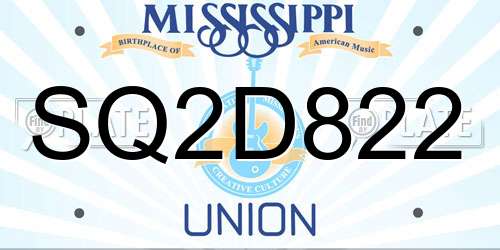 SQ2D822 Mississippi License Plate