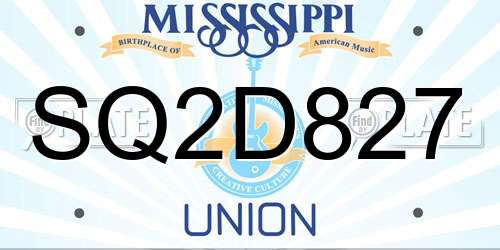 SQ2D827 Mississippi License Plate