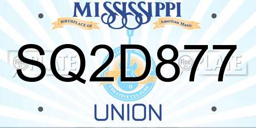 SQ2D877 Mississippi License Plate