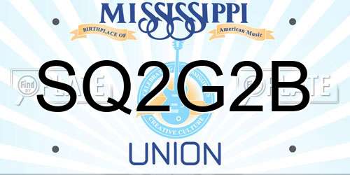 SQ2G2B Mississippi License Plate