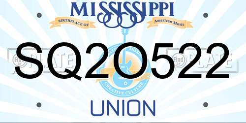 SQ2O522 Mississippi License Plate