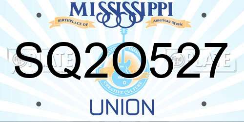 SQ2O527 Mississippi License Plate