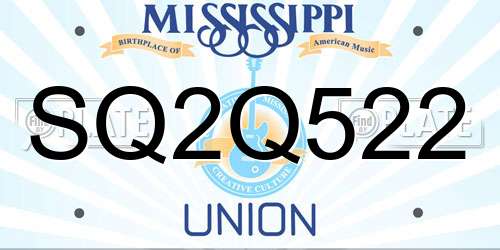 SQ2Q522 Mississippi License Plate