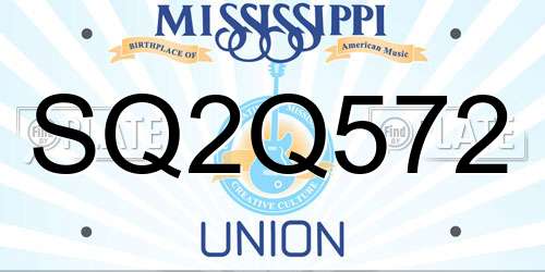 SQ2Q572 Mississippi License Plate