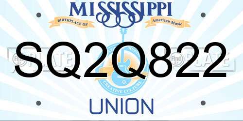 SQ2Q822 Mississippi License Plate