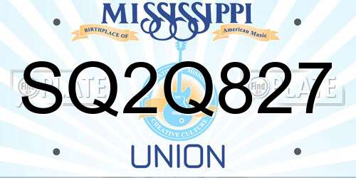 SQ2Q827 Mississippi License Plate