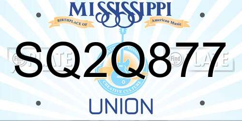 SQ2Q877 Mississippi License Plate