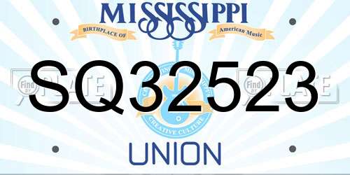 SQ32523 Mississippi License Plate
