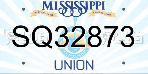 SQ32873 Mississippi License Plate