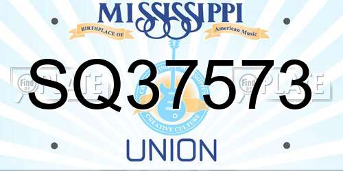 SQ37573 Mississippi License Plate