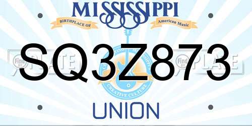 SQ3Z873 Mississippi License Plate