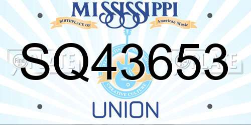 SQ43653 Mississippi License Plate